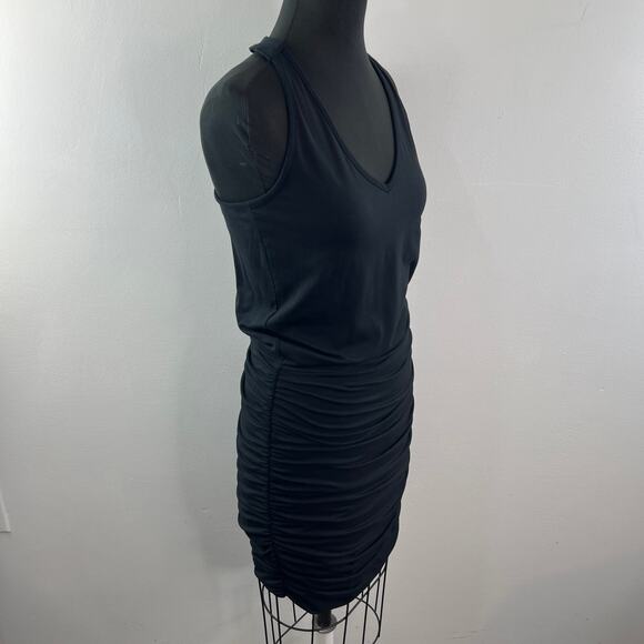 ATHLETA Black Ruched Dress Stretch V-Neck Racerback Tank Casual Size Small S - Picture 6 of 12